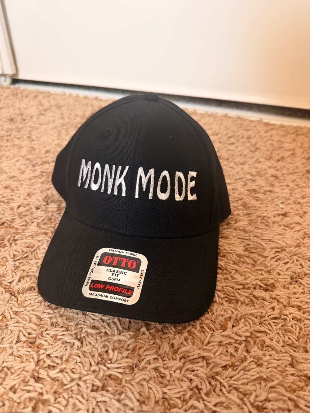 OTTO Black 'Monk Mode' Embroidered Low-Profile Baseball Cap